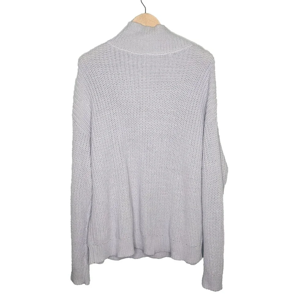HAVEN WELL WITHIN Cable Knit Sweater XL 1/4 Zip Blue Fisherman Coastal Relaxed